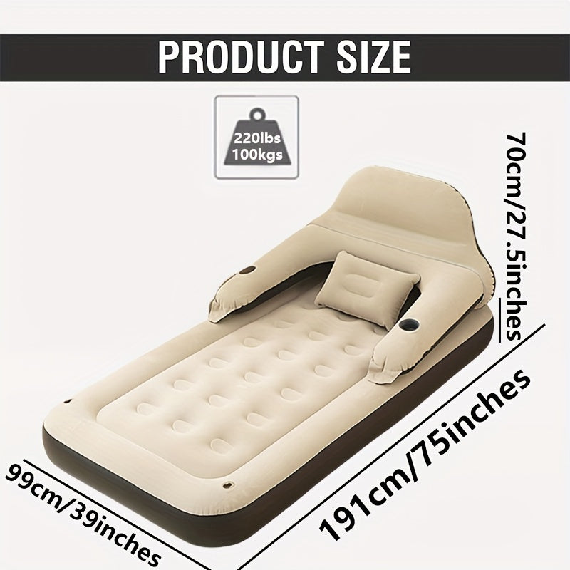 Self-Inflating Two-Person Air Mattress for Camping with Pillows Polyester Fiber