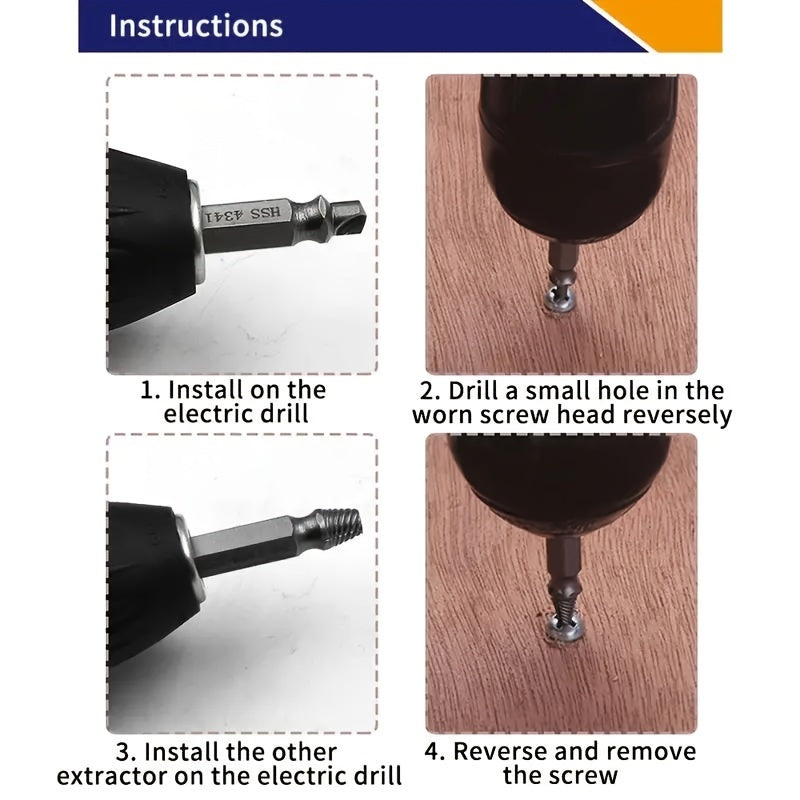 Набор из 5-6 шт. стальных извлекателей для выкручивания сорванных и сломанных болтов