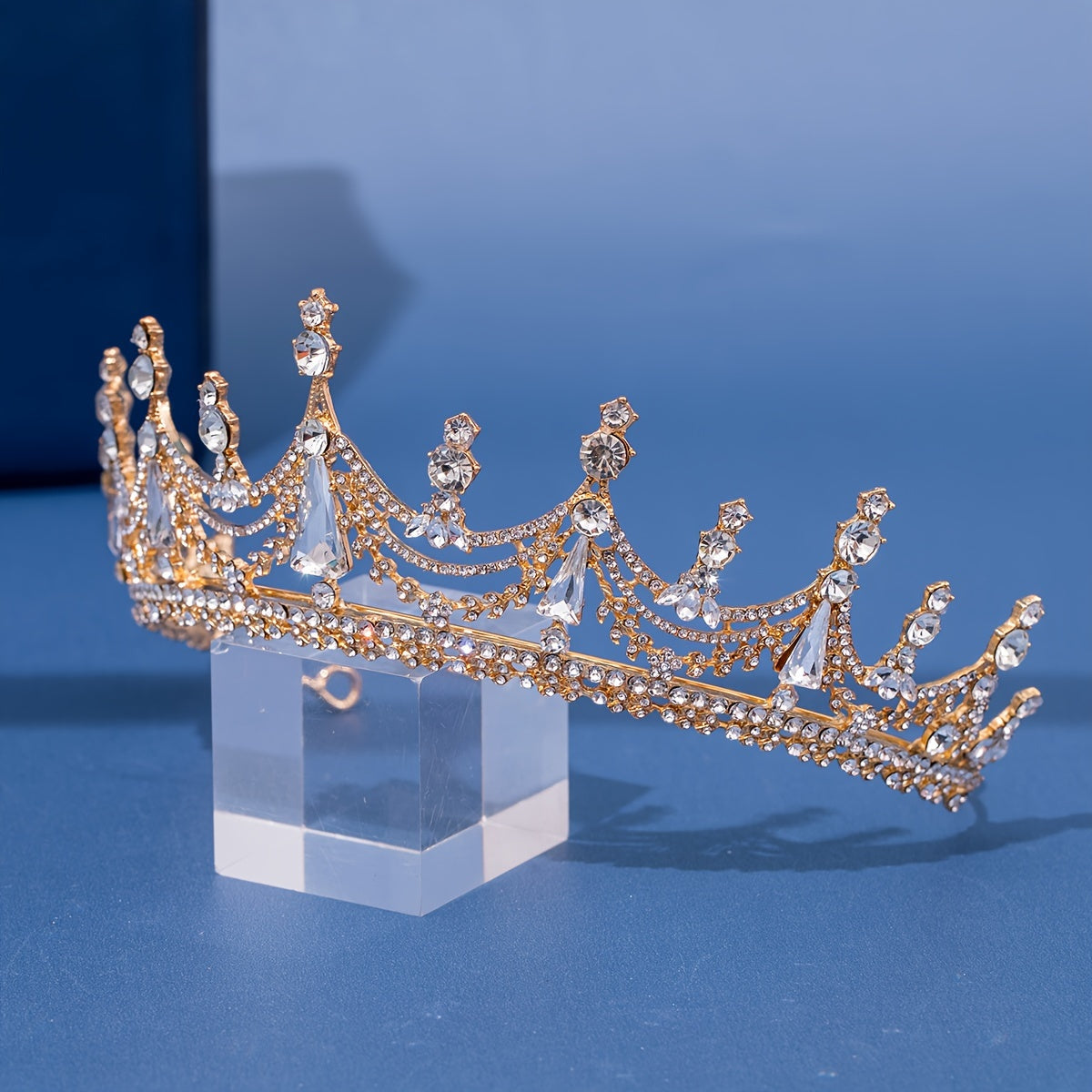 Diadema de novia con tiara de pedrería para boda y corona para mujer