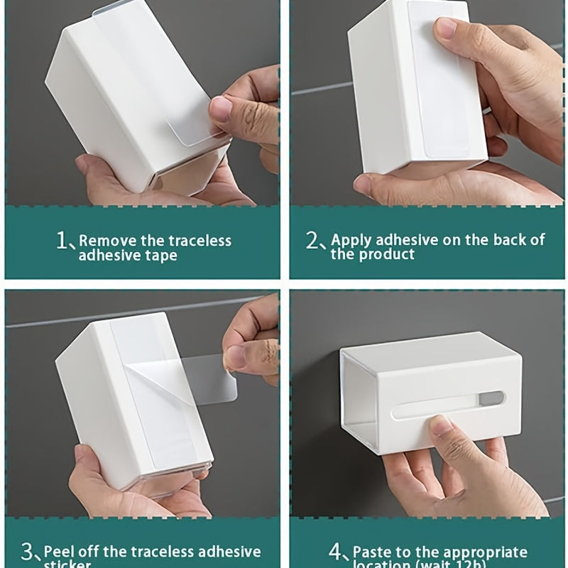 Wall Mounted Storage Organizer with Drawer for Bathroom Office Dorm No-Drill Flip Design