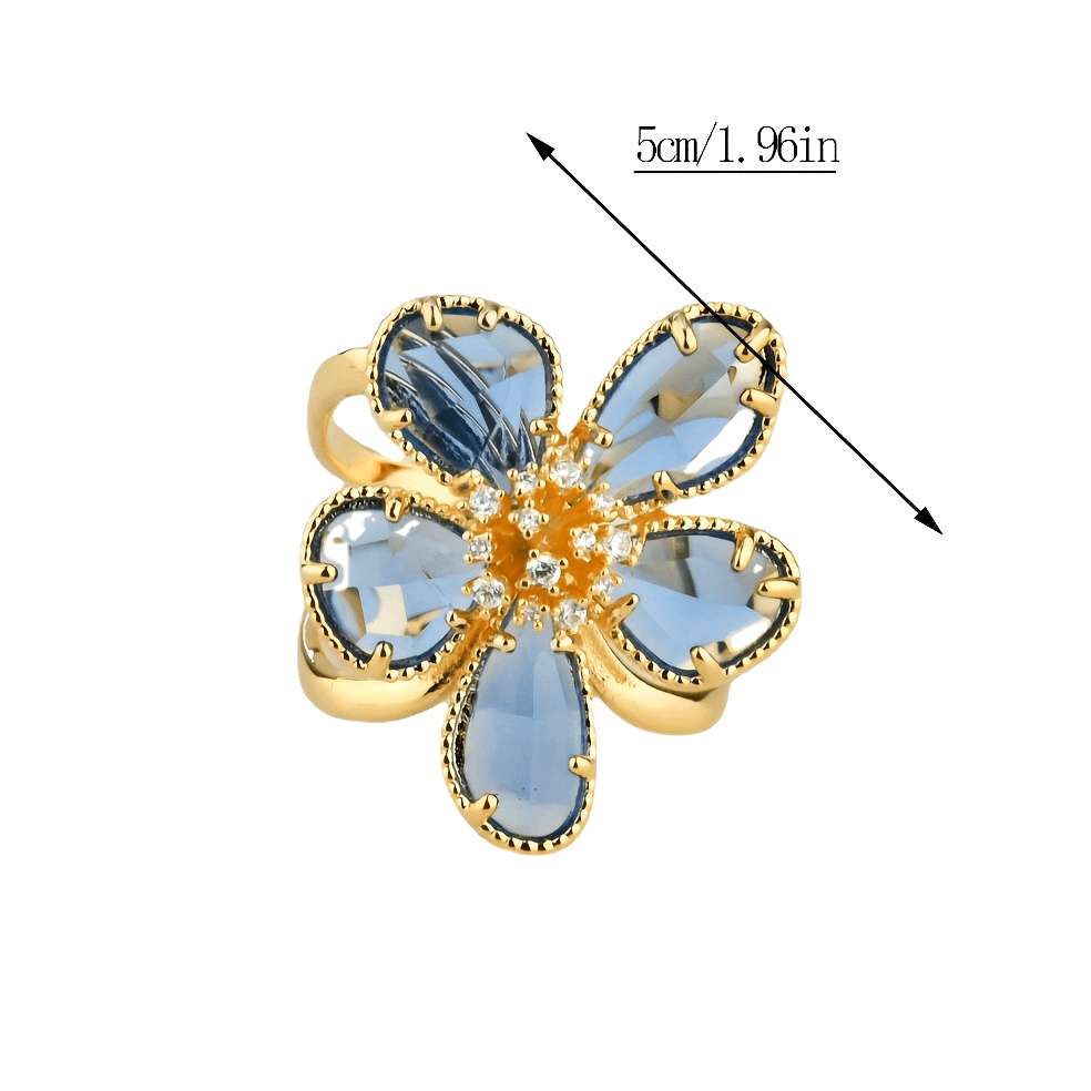 Vintage Gold-Tone Flower Brooch with Crystal Accents for Women