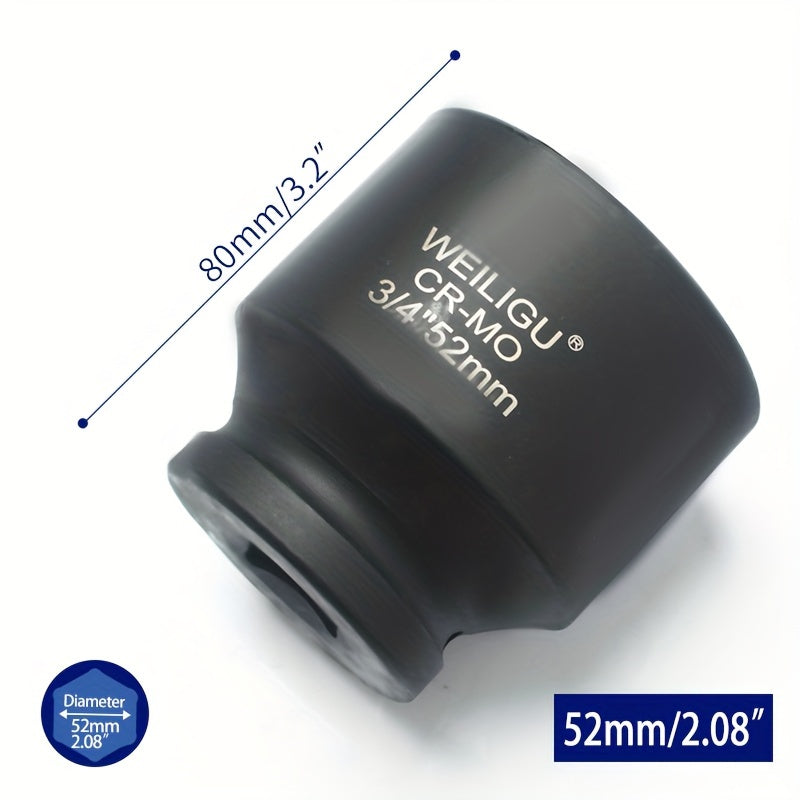 Тяжелая пневматическая головка-ключ 3/4 дюйма, средняя длина, хром-ванадий