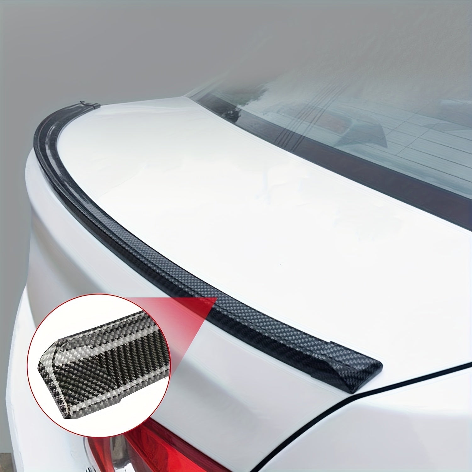 Universal Carbon Fiber Look Rear Wing Spoiler No Drill Soft Rubber Car Decoration