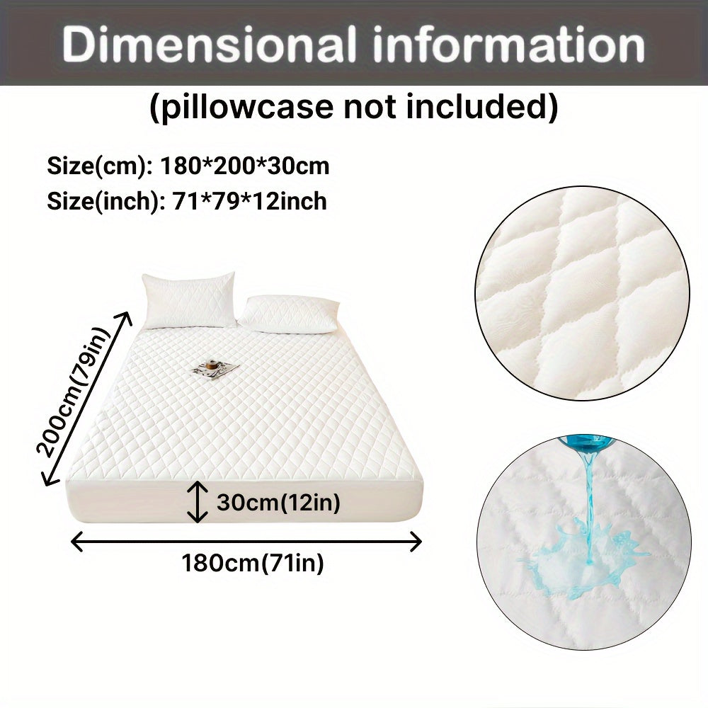 Waterproof Mattress Protector Breathable Dustproof Quilted Bed Cover in White Dark Blue Green Gray