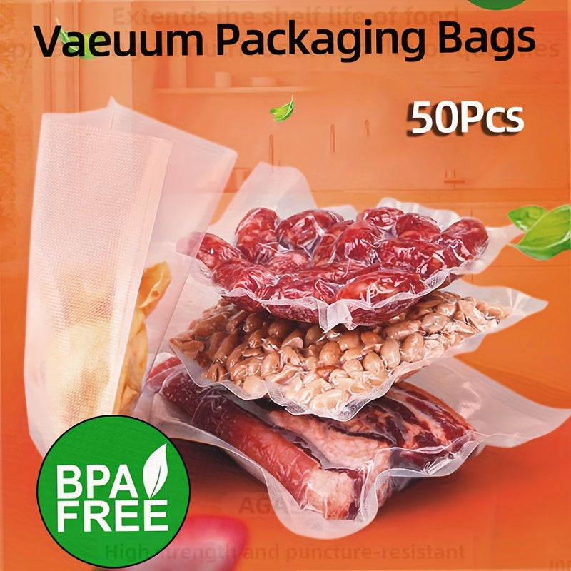 Vakuum yopishqoq sumkalar 50 ta paket BPA-bezak, tijorat darajasi, suv o'tkazmaydigan oziq-ovqat saqlash