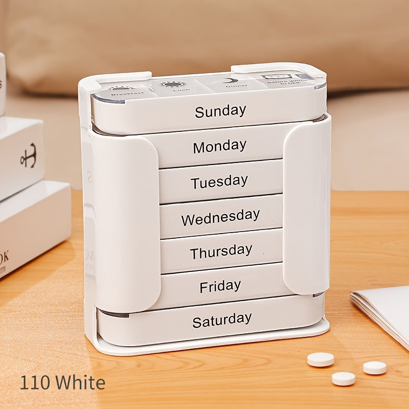 Large Capacity Pill Organizer for a Week with Daily Medication Compartments