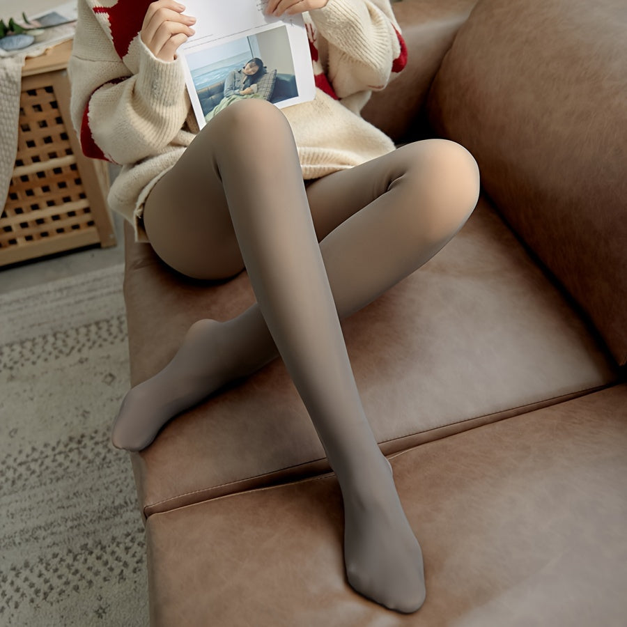 Women's Winter Fleece-Lined Tights with Feet Slimming Warm Stretchable Fabric