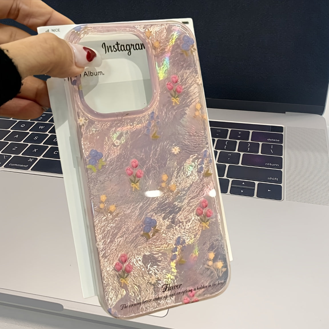 Pink Floral Gauze Phone Case for iPhone 16 Pro Max and Other Models