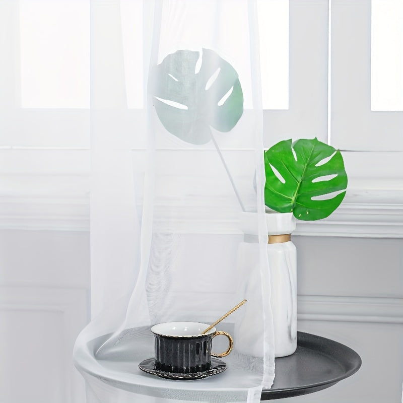 Cortinas de voile transparente blancas 54x84 pulgadas con bolsillo para barra para cocina, dormitorio, sala de estar