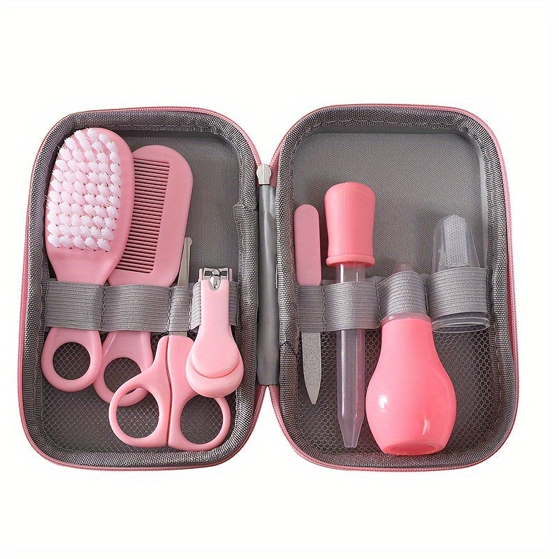 8-Piece Medical Care and Beauty Kit for Children Pink Blue Safety Nose and Tongue Cleaners