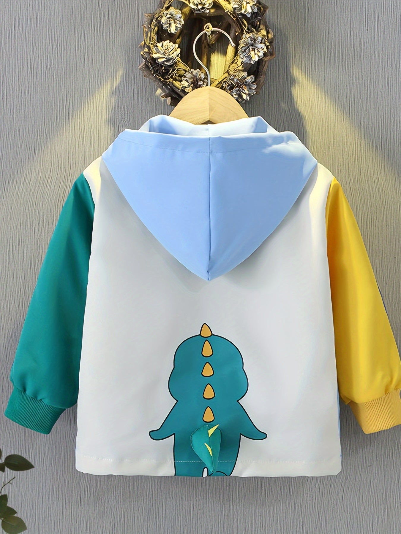 Boy's Hooded Coat with Dinosaur Patterns for Spring and Fall Outdoor Activities