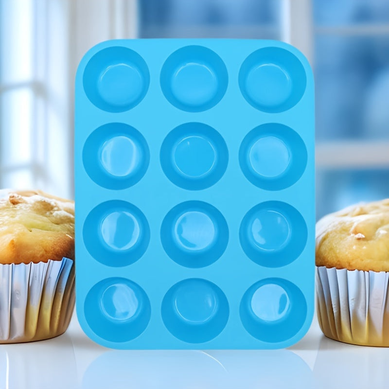 Silicone Baking Mold 12-Cavity Rectangular Non-Stick Heat-Resistant for Cakes Puddings Tarts