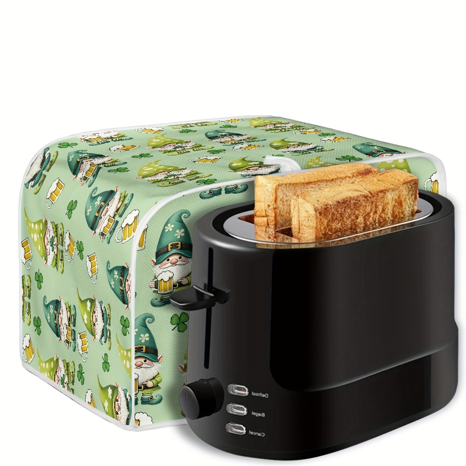 Festive Toaster Cover Polyester Dust Protector with Holiday Gnome Hearts Easter Eggs