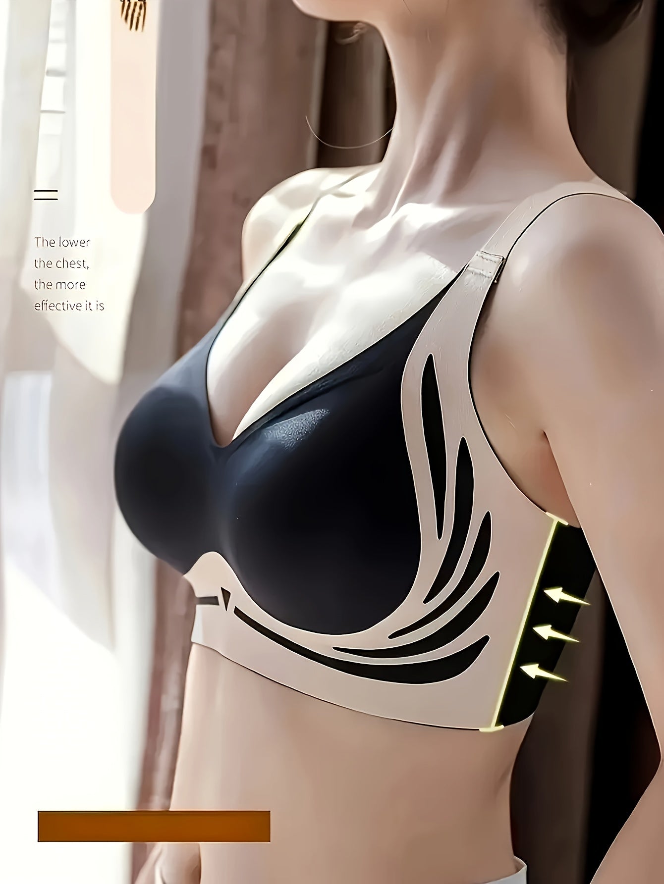 Women Seamless Lift Correction Sports Bras V-Neck High Support Non-Padded