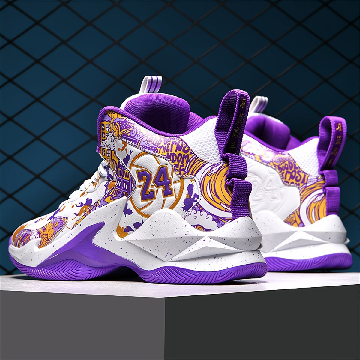 Color Block Basketball Shoes for Men Non-Slip Durable Outdoor Sneakers