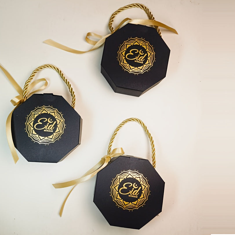 Set of 10 Eid Mubarak Gift Bags White and Black for Cookies Candy Ramadan Party Decor