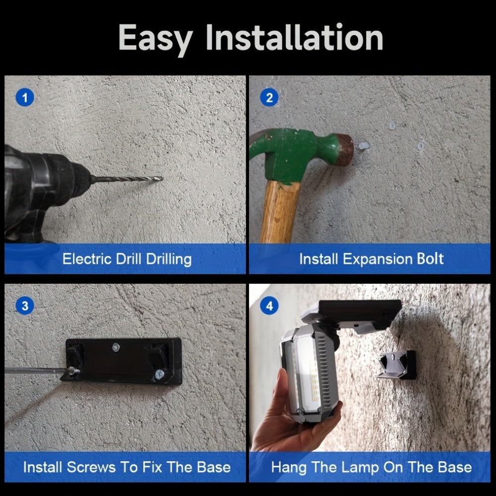 Solar Outdoor Security Light with Motion Sensor 300 LED Flood Lights 3 Modes Detachable Sconce