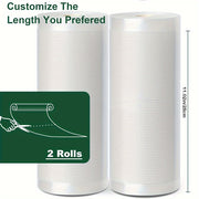 Oziq-ovqat uchun vakuum yopishqoq paketlar 2 ta rulon, moslashtiriladigan uzunlik, BPAsiz, teksturali yuzasi, oziq-ovqatni saqlash uchun