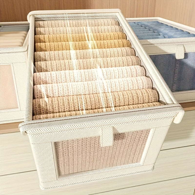 Fabric Storage Box with Clear Window, Flip Top Lid, Foldable for Home Organization