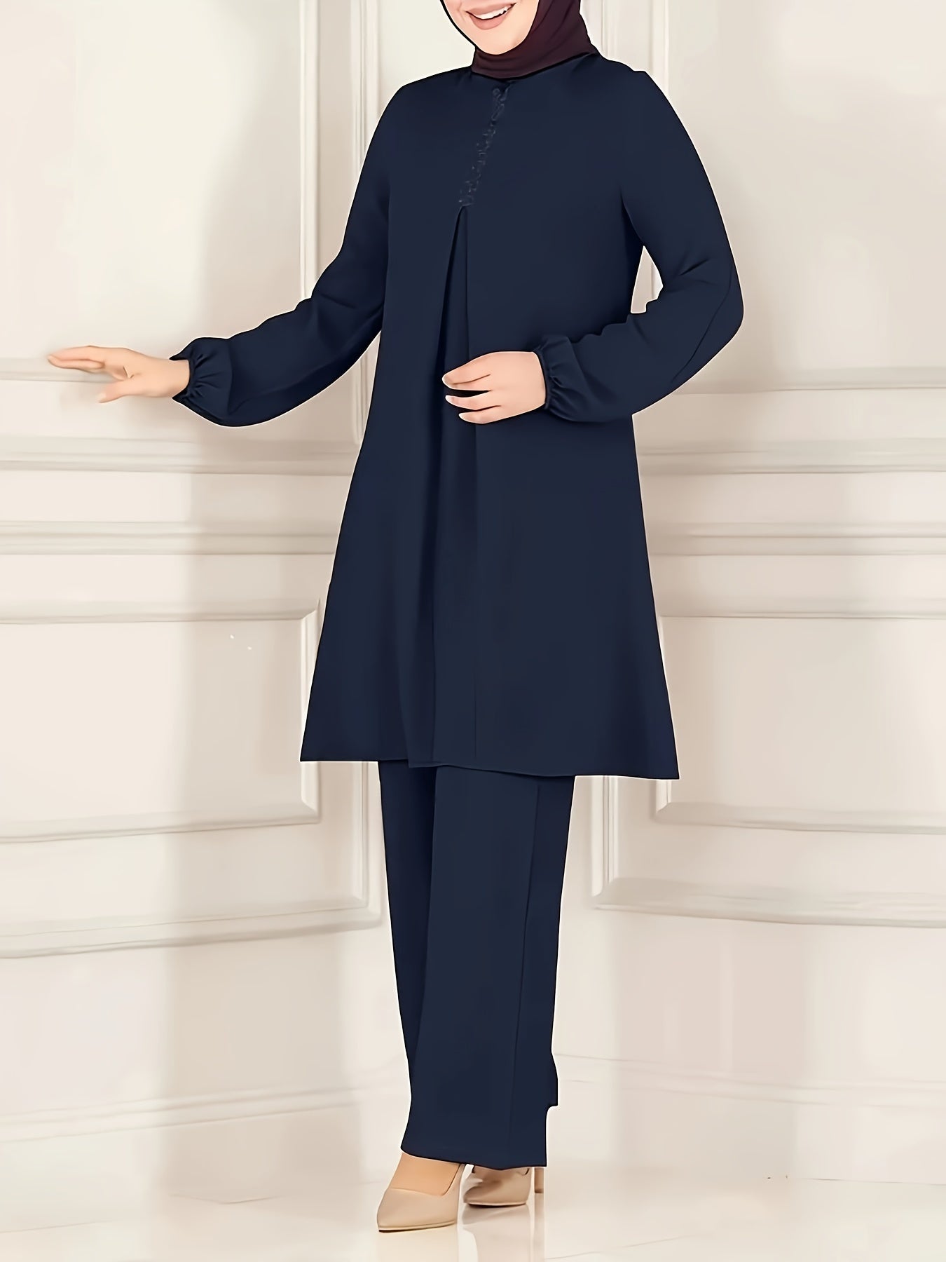 Muslim Clothing Long Sleeve Solid Color Woven Polyester Traditional Attire