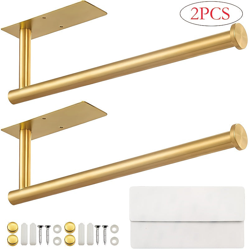 Porta toallas de papel de acero inoxidable negro, montaje en pared o adhesivo para cocina y baño