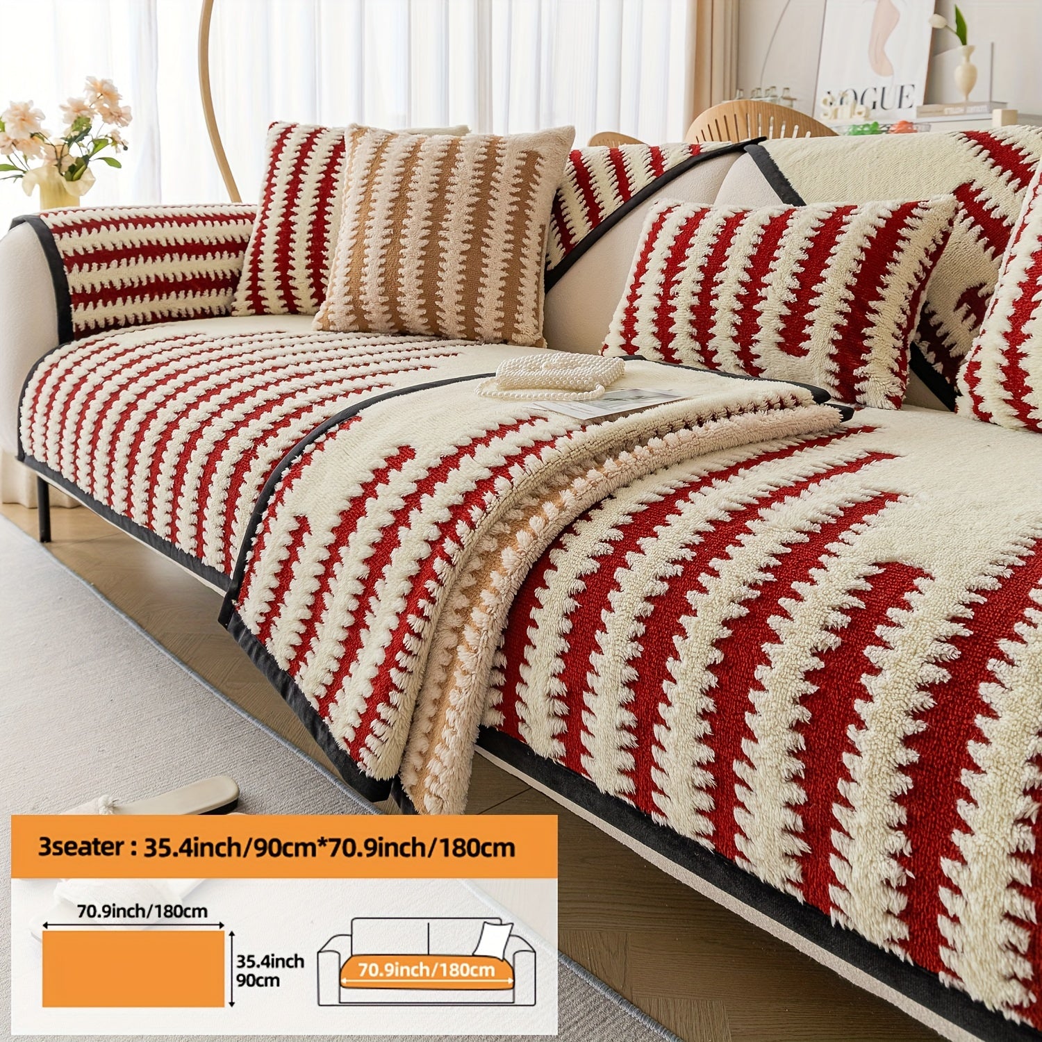 Современная накидка на нордический диван с черно-белой полоской, безопасная для домашних животных, противоскользящая, для 1-4 мест