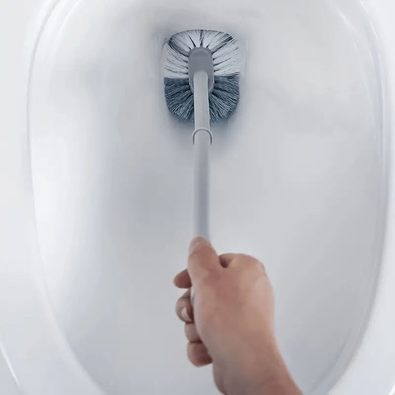 Manual Toilet Brush with Long Handle, Ergonomic C-Type Design, Reusable Plastic