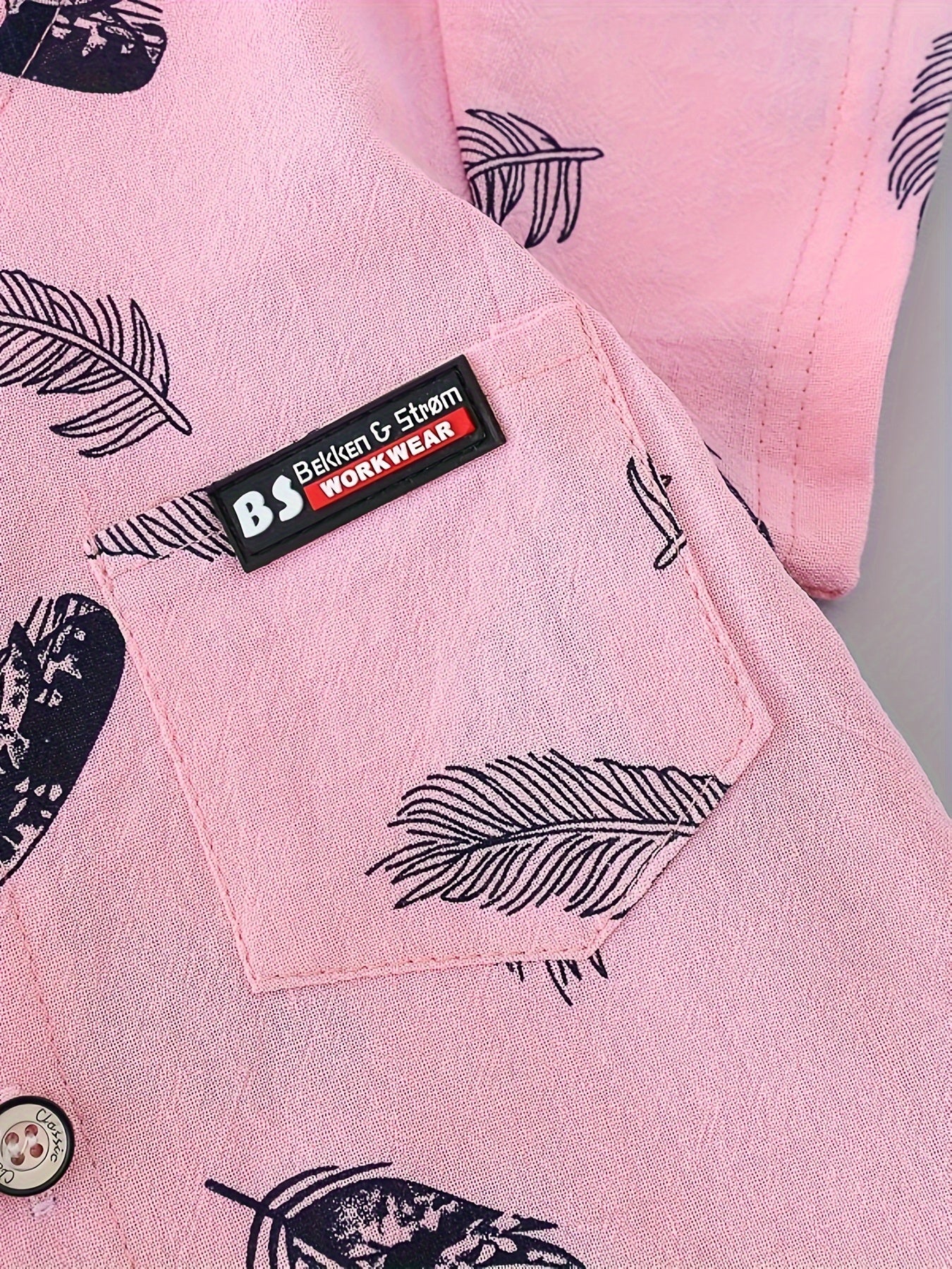 Baby Boys' Summer Cotton Casual Feather Pattern Shirt and Shorts Set