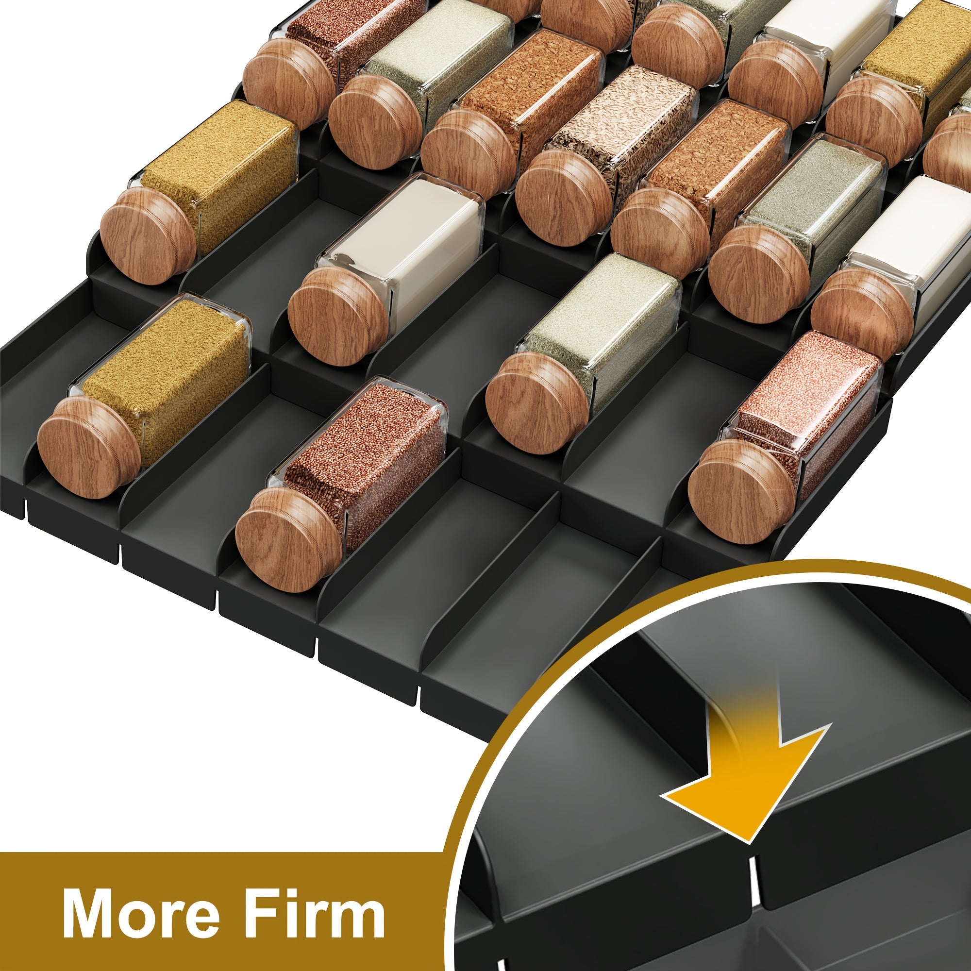 Sozlanadigan plastmassa ziravorlar shkafini tashkil etuvchi saqlash konteynerlari bilan