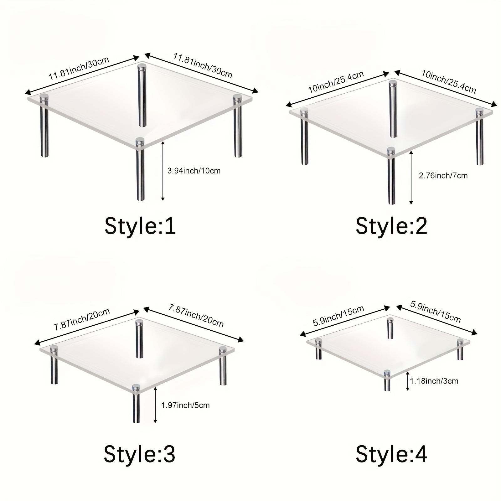 Прозрачная подставка для фигурок для кухни, гостиной, столовой и вечеринок - набор из 4 многослойных акриловых подставок для торта