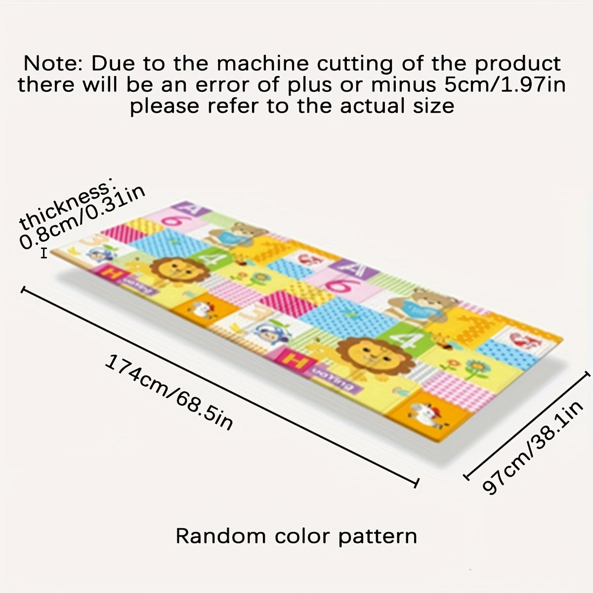 Baby Play Mat Thick Foldable Non-Slip Edging Educational Design Yellow for Infants