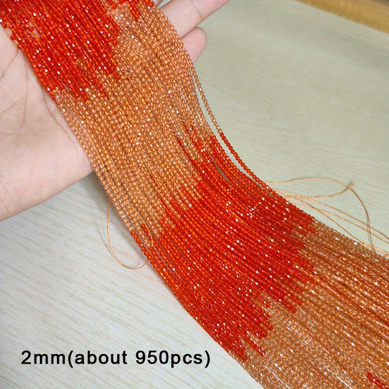 950 Pieces 2mm Faceted Glass Beads Gradient Colors for Jewelry Making and DIY Crafts