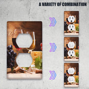 Cubierta decorativa de interruptor de tornillo con tema de vino y queso para baño y dormitorio
