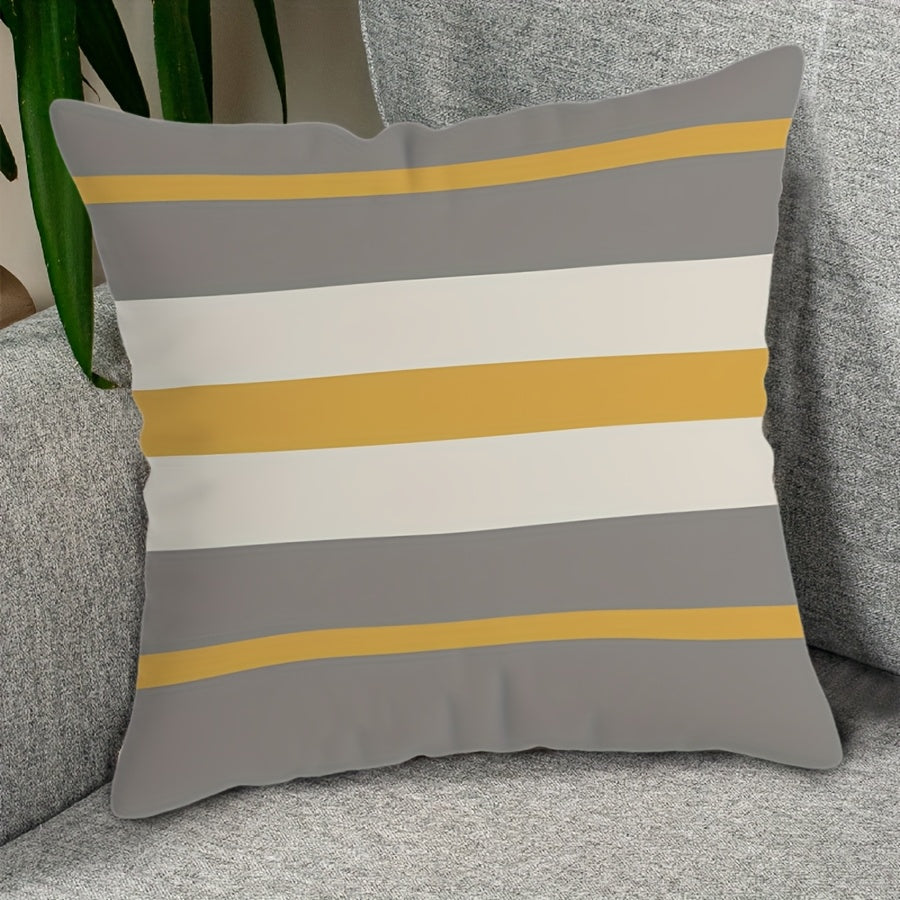 Vibrant Yellow and Gray Geometric Throw Pillow Cover 45cm Polyester Zip Closure