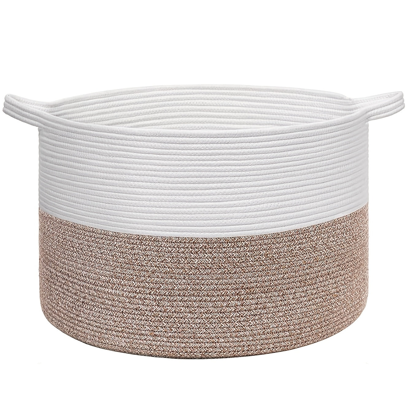 Round Bohemian Woven Laundry Basket with Handles for Bathroom and Living Room Storage