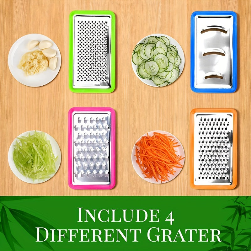 Mother's Day Gift 4-Grater Bamboo Cutting Board Set with Containers and Vegetable Peelers