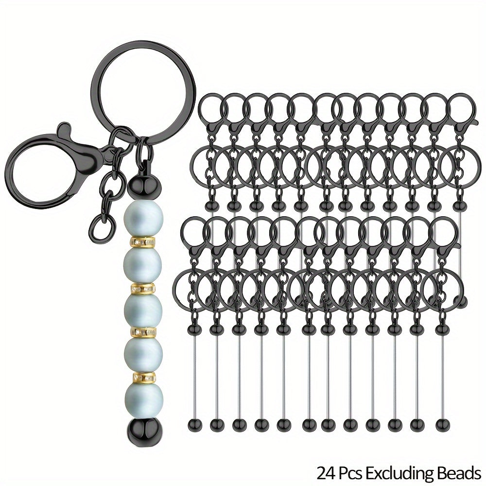 24 Gold Keychain Rods for DIY Crafts Bead-Free Design for Valentine's Day Gifts