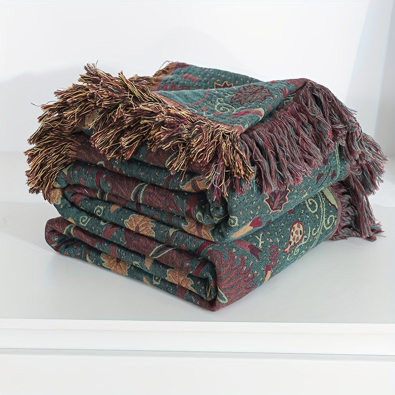 Manta de felpa para sofá y sala de estar Colores vibrantes detalles de borlas encanto rústico