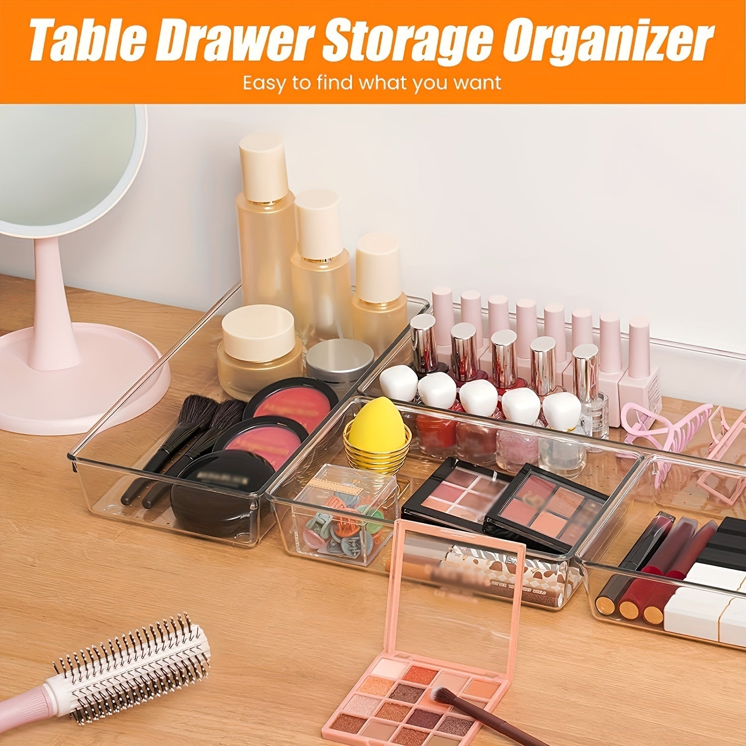 Set of 10 or 20 Plastic Drawer Organizer Trays in 4 Sizes for Dresser, Makeup, Kitchen, Office