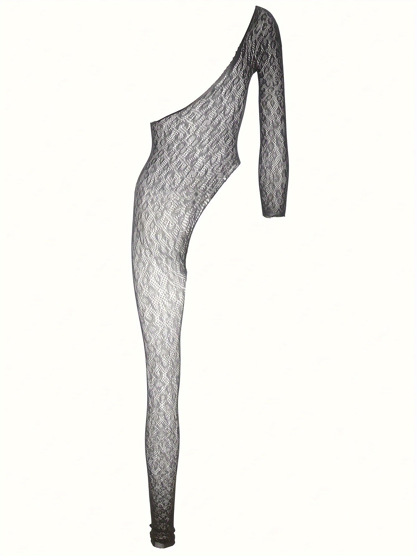 Women's Mesh Bodystocking with One Sleeve and One Leg Sexy Lingerie