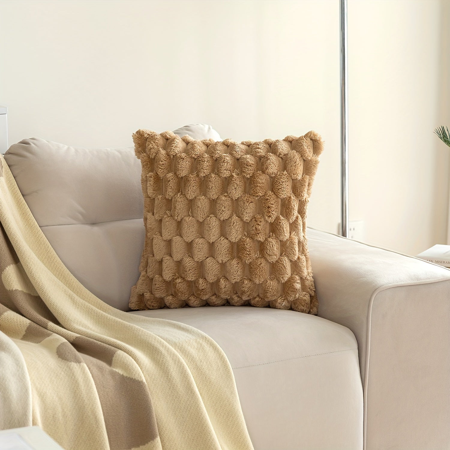 Krem shuba kreslo yostiq qoplami qishloq uy uslubi zamonaviy uy bezaklari 45.72cm x 45.72cm