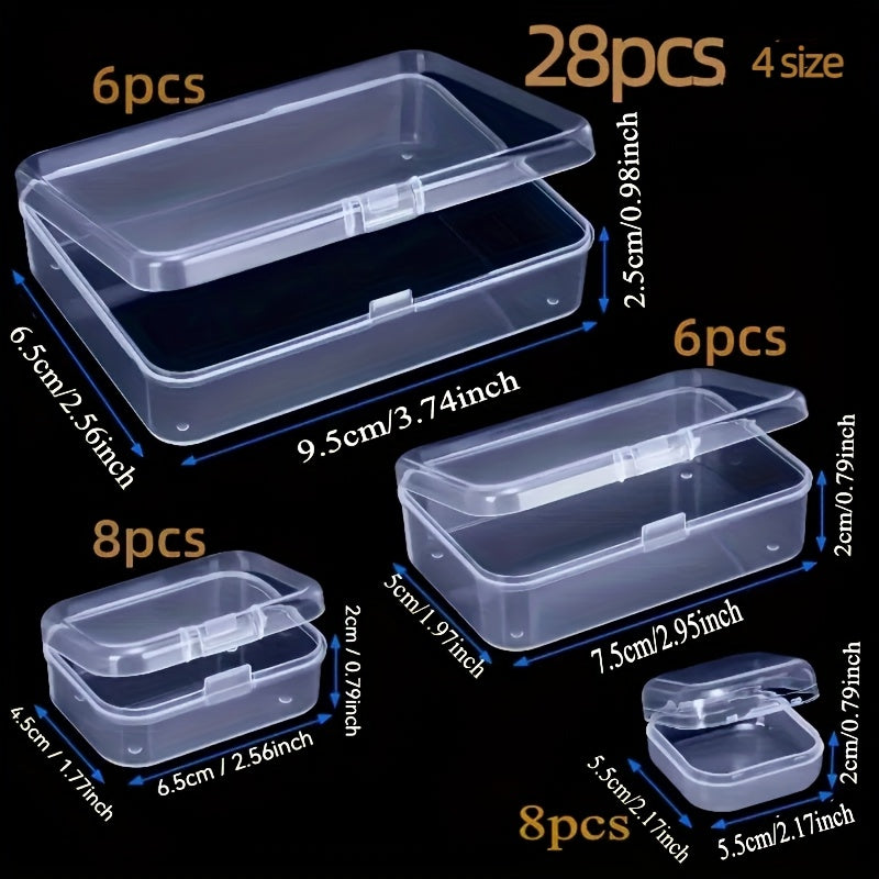 Clear Plastic Storage Boxes with Lids Set of 28 in 4 Sizes for Organization