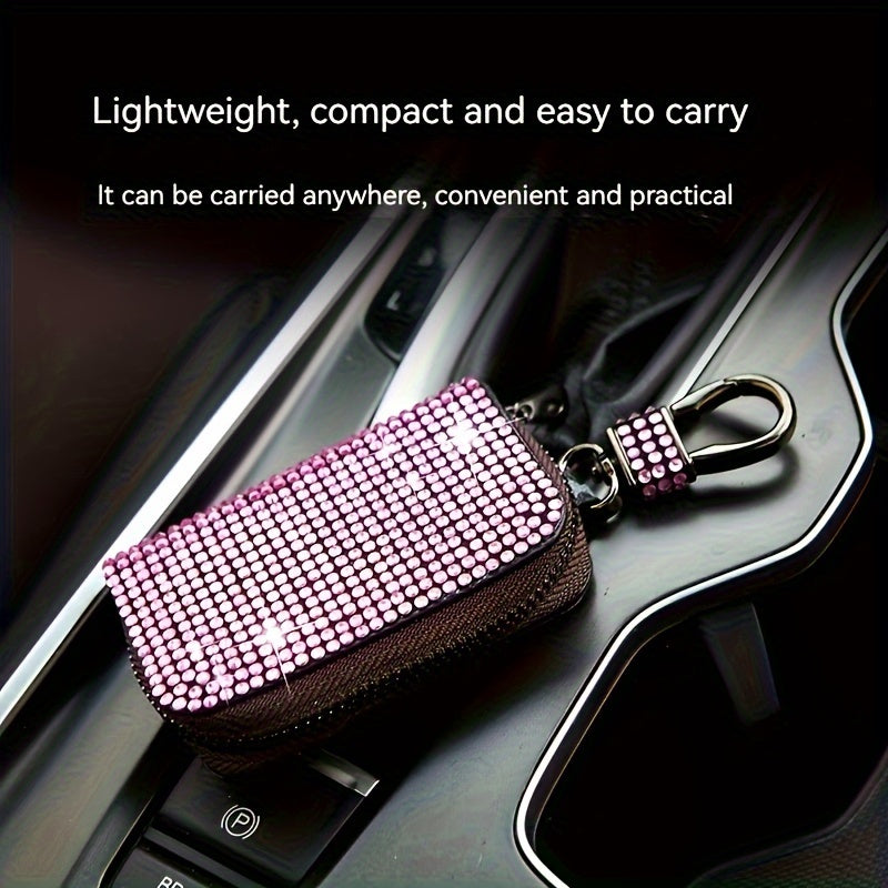 Women's Car Key Protector Rhinestone-encrusted Small Stylish Car Interior Accessory