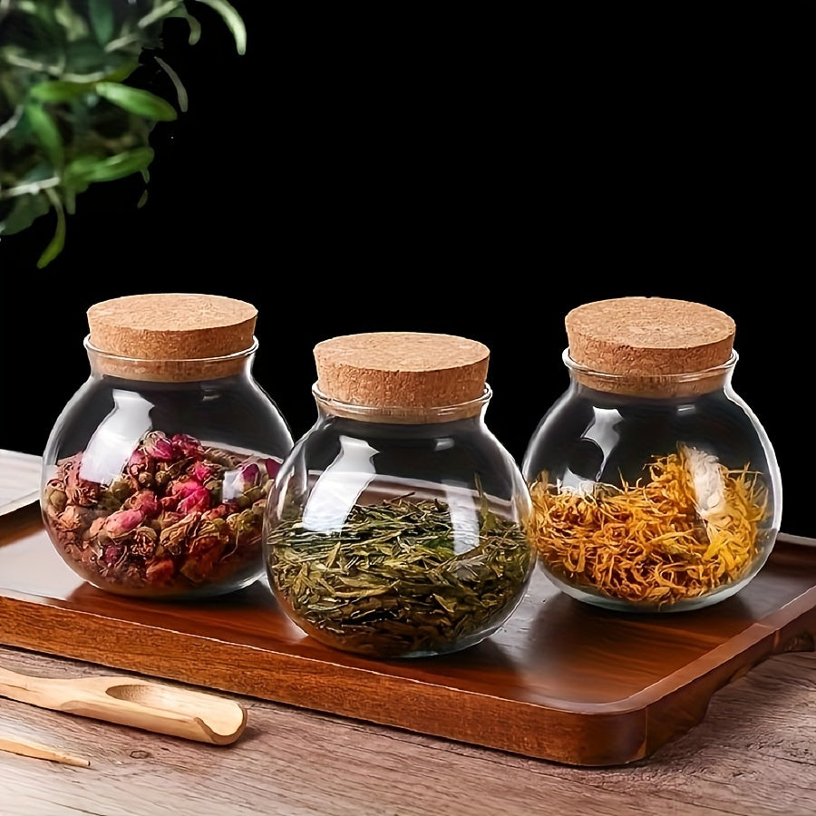 Glass Storage Jar 16.9oz with Cork Lid BPA-Free Heat-Resistant Canister