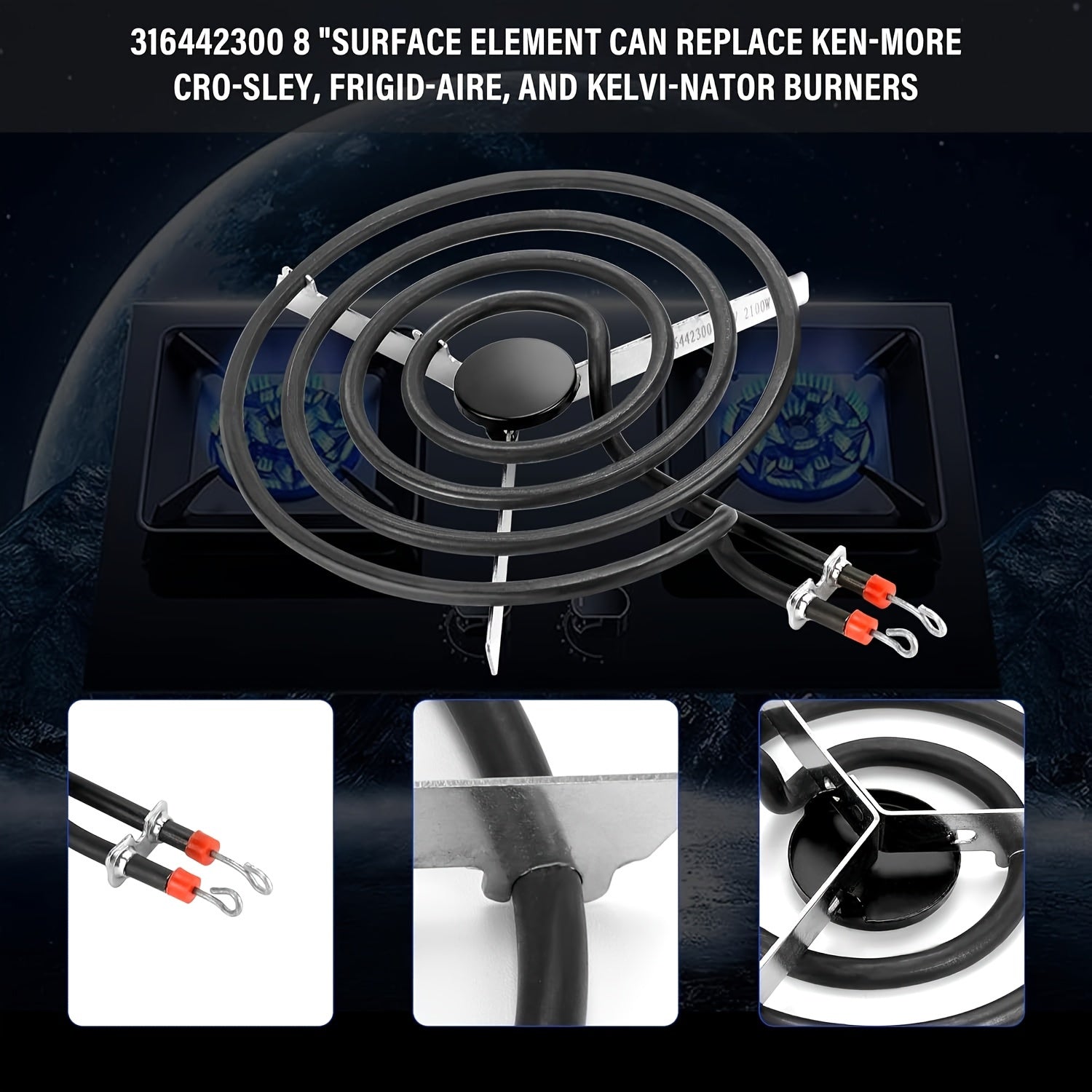 4-комплект электроплитных конфорок из нержавеющей стали, заменяемые элементы плиты, 15,24 см, 20,32 см