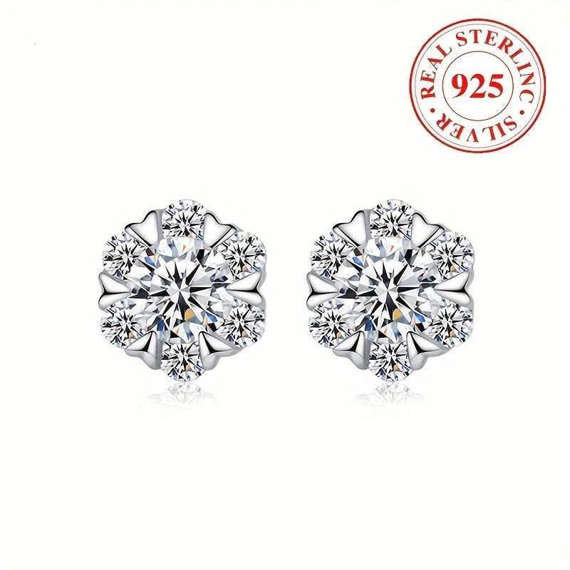 925 Sterling Silver porloq stud quloq uzuklari, gullar dizayni, gippoallergen zirkoniya inlay - ayollar uchun nozik Rojdestvo sovg'asi