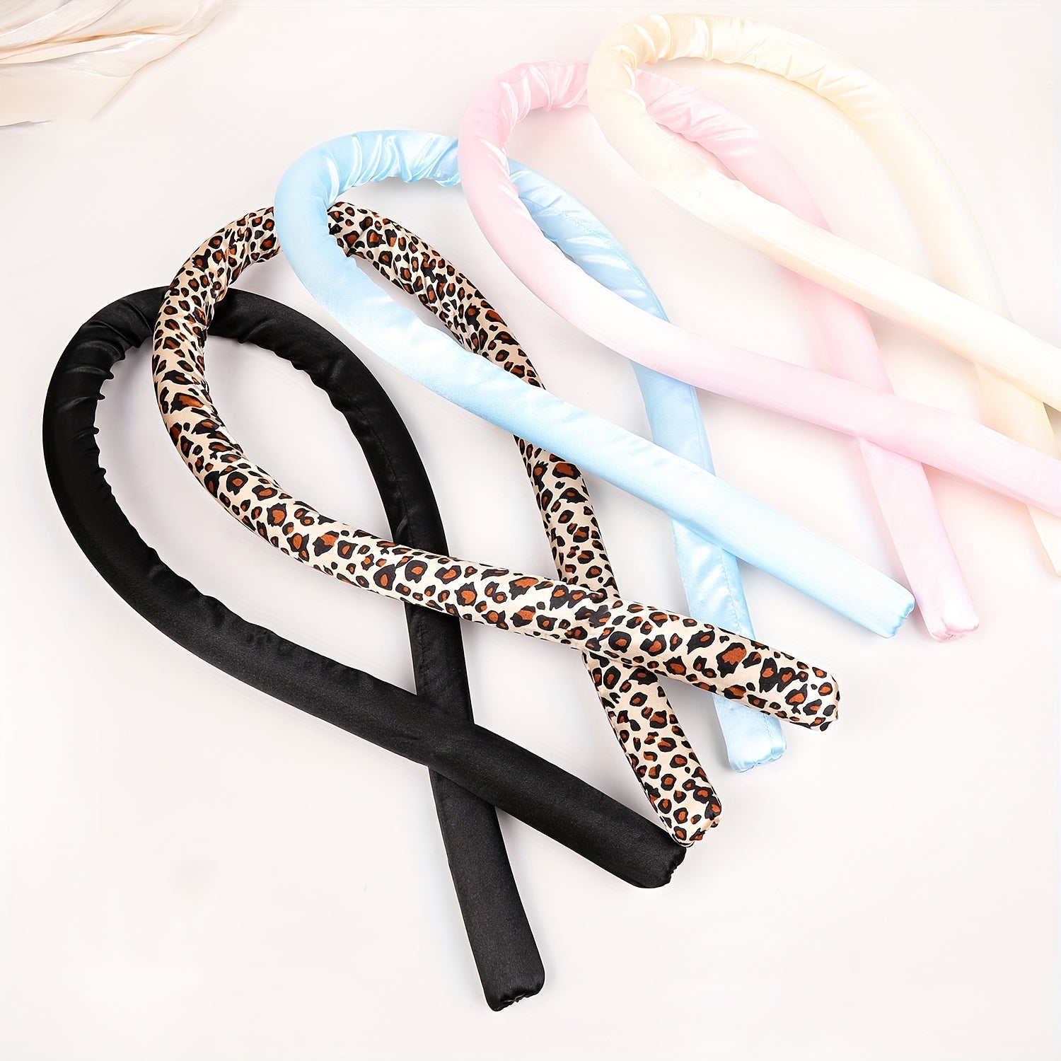 No-Heat Foam Sponge Curler Set with Leopard Print Clips for Hair Styling