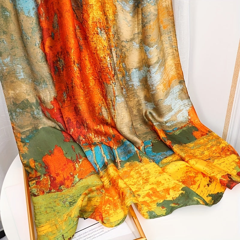 Unisex Shawl Scarf with Printed Landscape Design UV Protection Perfect Gift