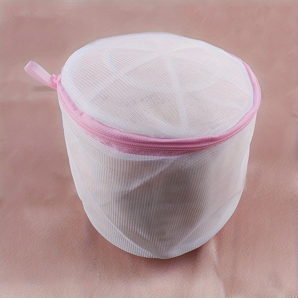 Polyester Mesh Laundry Bag for Delicates with Pink Zipper Breathable Washable Storage