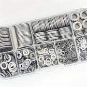 180-Piece Stainless Steel Flat Washers Assortment Kit Multi-Size for DIY, Home and Auto